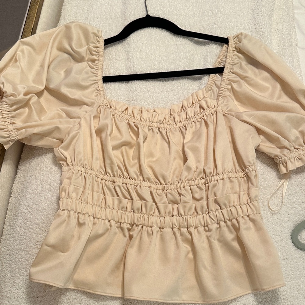 ANTONIO MELANI Cream Ruched Blouse